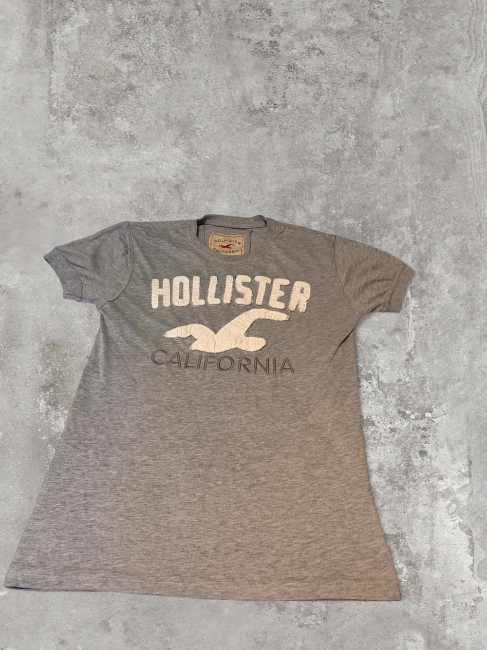 Hollister Gray Short Sleeve Tee with White Seagull Logo